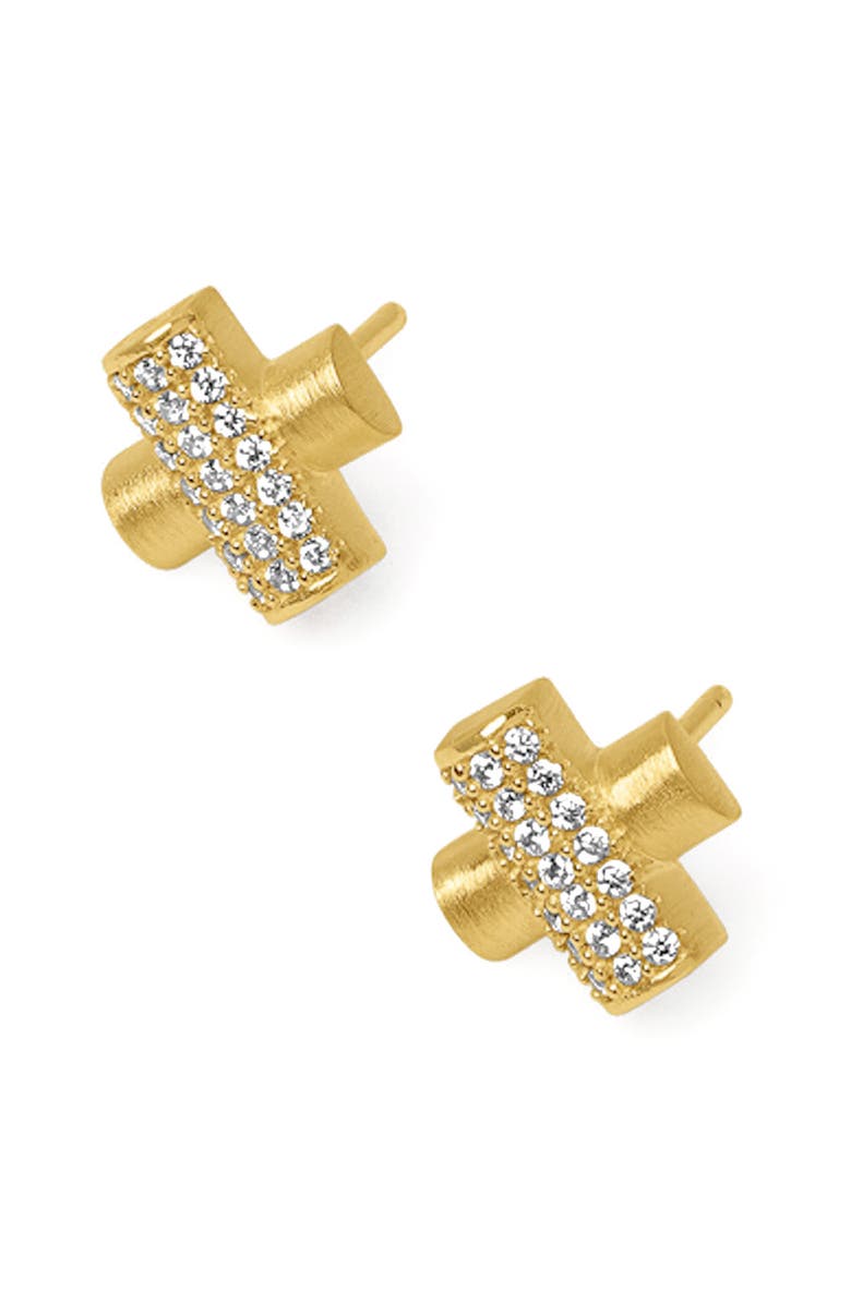 Dean Davidson Juliette Pavé Crisscross Stud Earrings, Alternate, color, White Topaz/ Gold