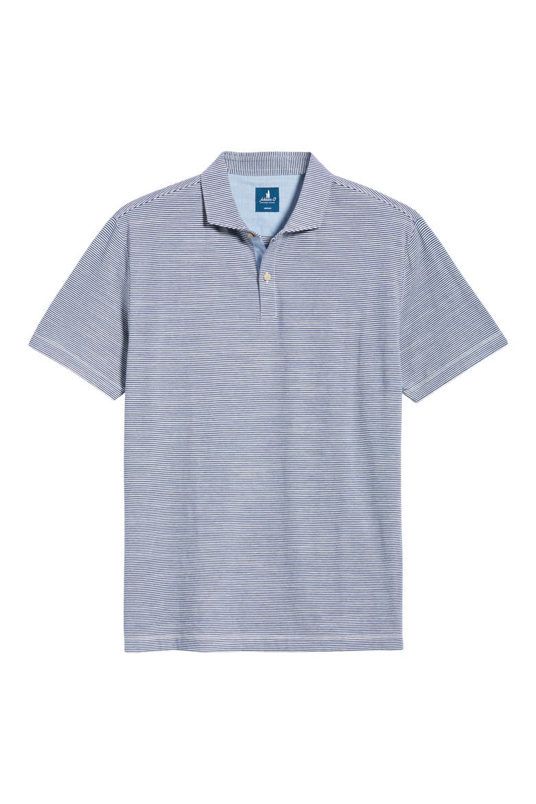 Thatcher Stripe Cotton Blend Polo, Alternate, color, NAVY