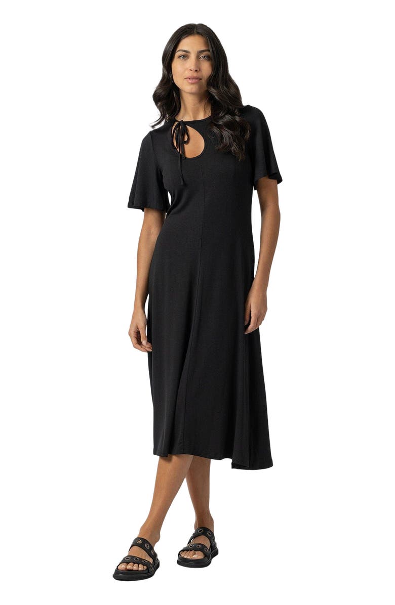 Saint + Sofia Freya Tie Dress, Main, color, Black