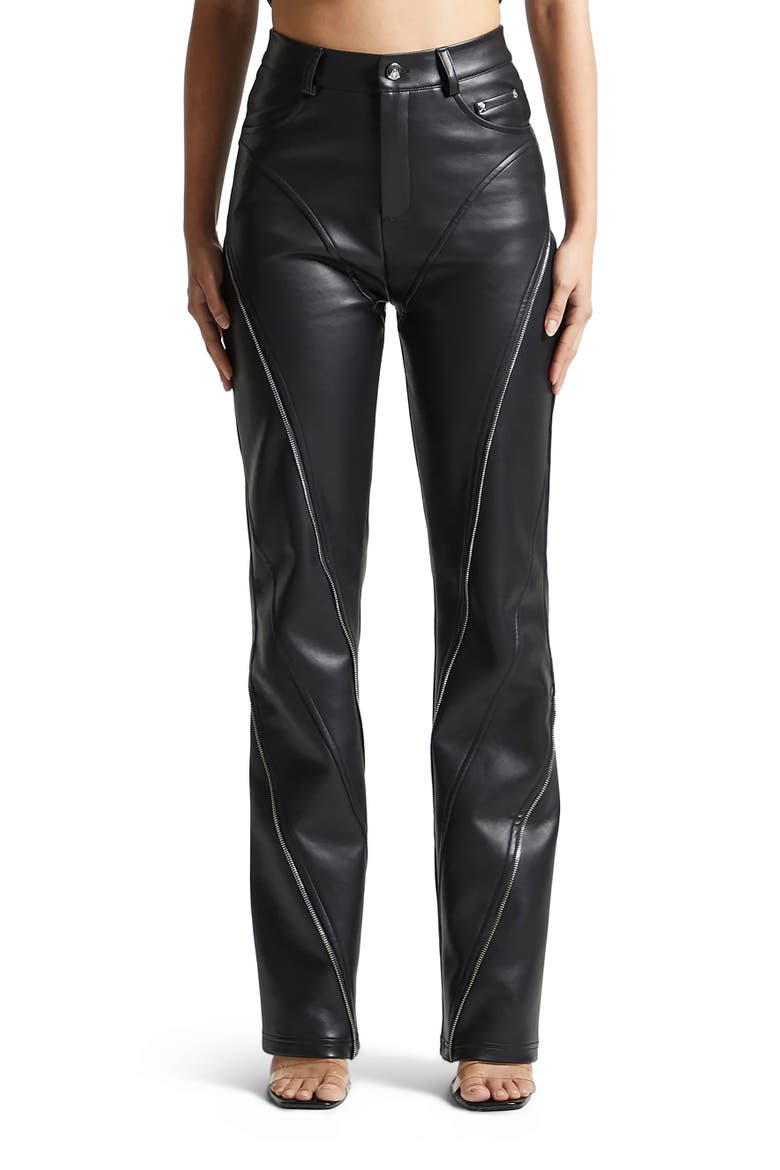 Leather Biker Trousers with Zip, Alternate, color, Black