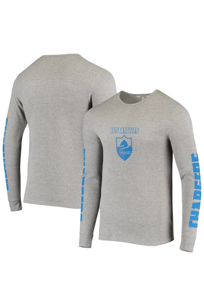 Men's Junk Food Heathered Gray Los Angeles Chargers Heavyweight Thermal Long Sleeve T-Shirt, Main, color, Heather Gray