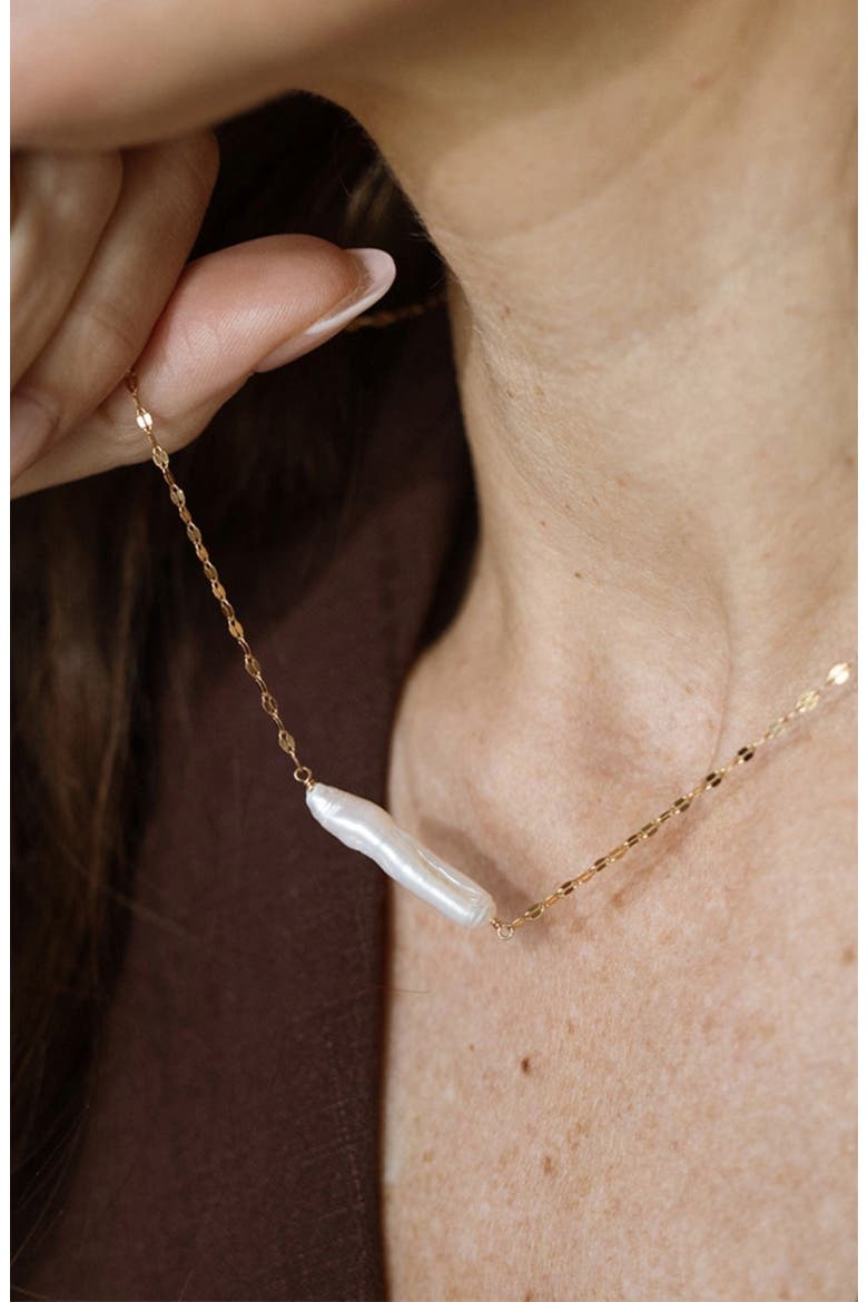 Baroque Pearl Bar Necklace, Alternate, color, Gold Vermeil