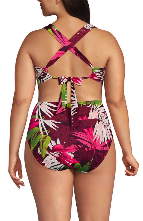 Lands' End Chlorine Resistant V-neck Midkini Swimsuit Top And High Leg High Waisted Bottoms 2 Piece  In Red