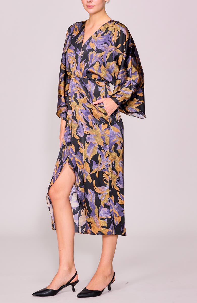 MELLODAY Wide Neck Long Sleeve Midi Dress, Alternate, color, Harvest