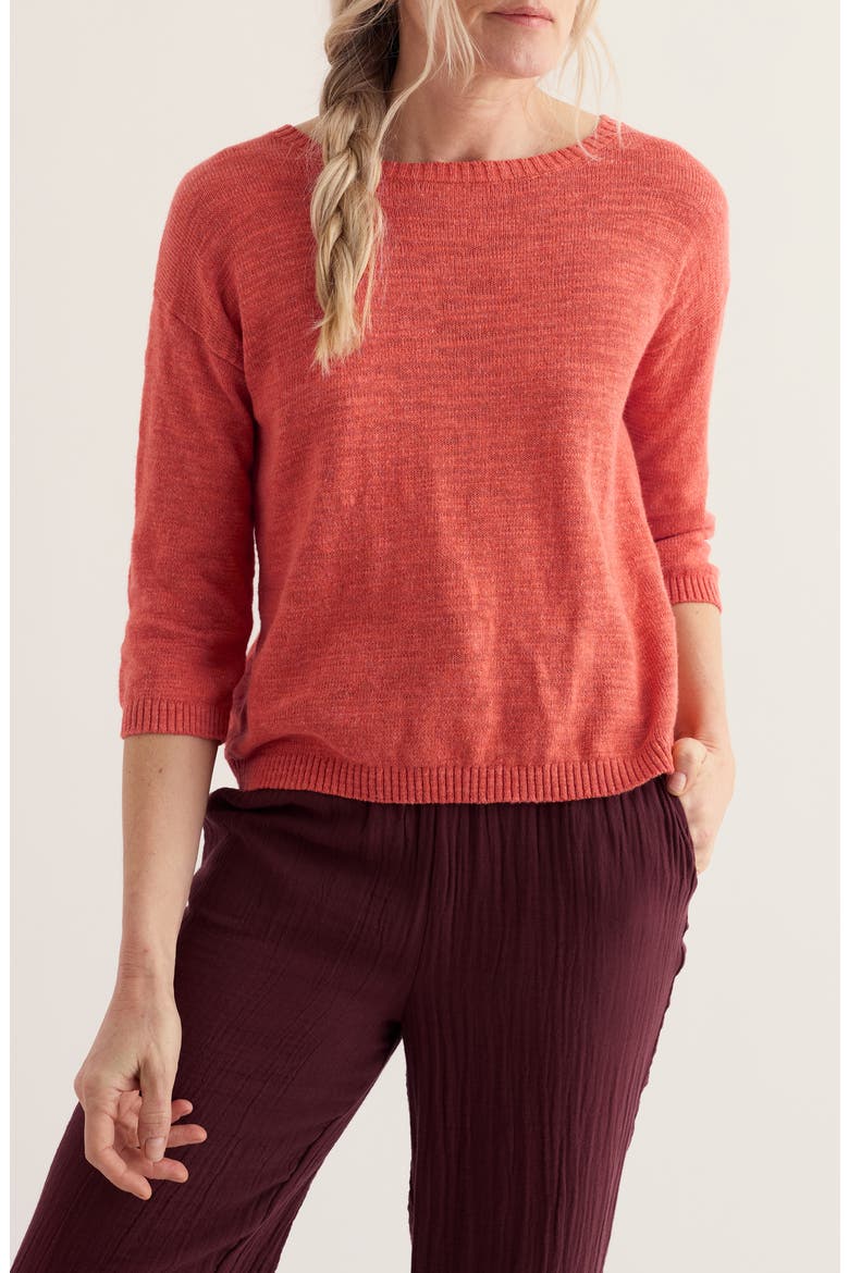 Knavock Button Back Organic Cotton & Linen Sweater, Main, color, CRAB CLAW