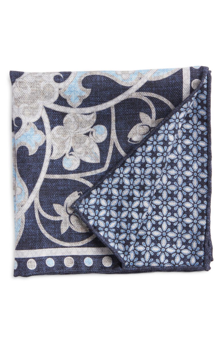 EDWARD ARMAH Paisley Vine Reversible Silk Pocket Square, Main, color, 