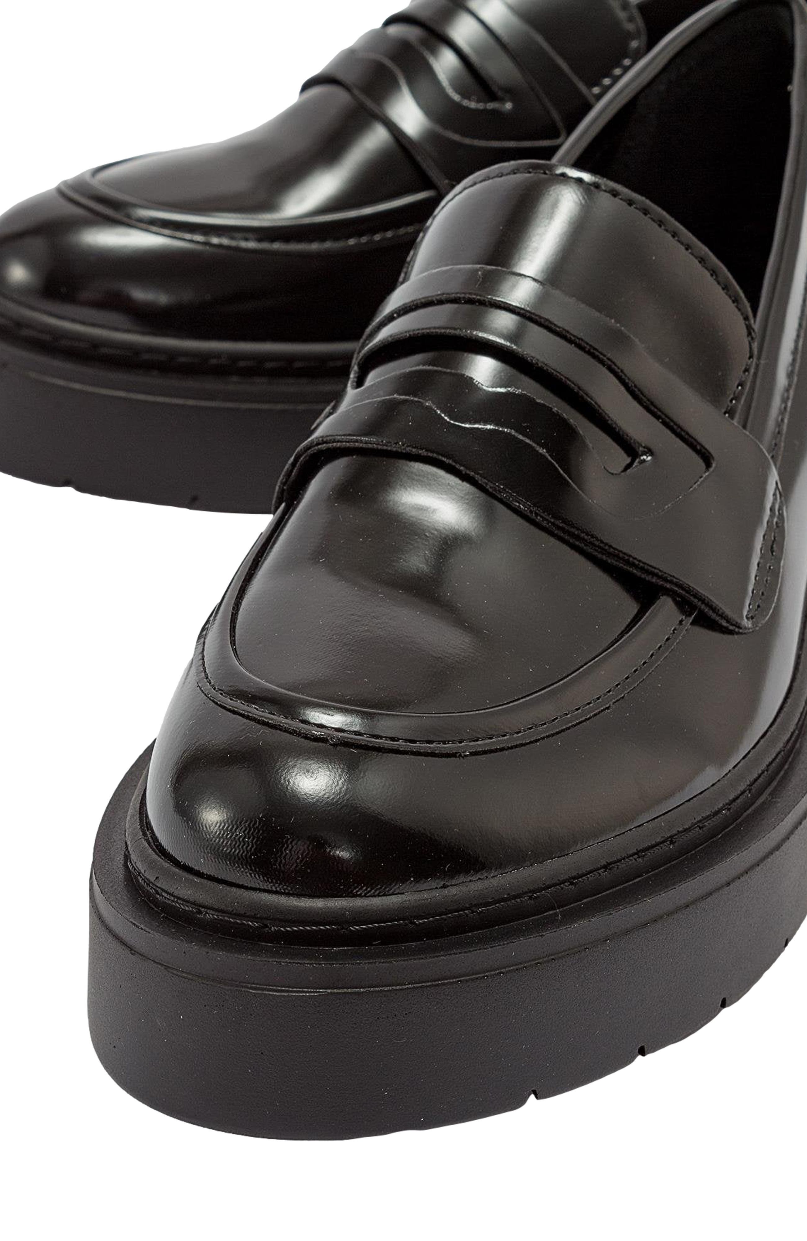 Prologue Shoes Josie Platform Loafer, Alternate, color, Black Patent Faux Leather