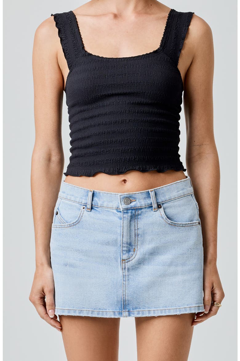 Denim Miniskirt, Alternate, color, LIGHT WASH