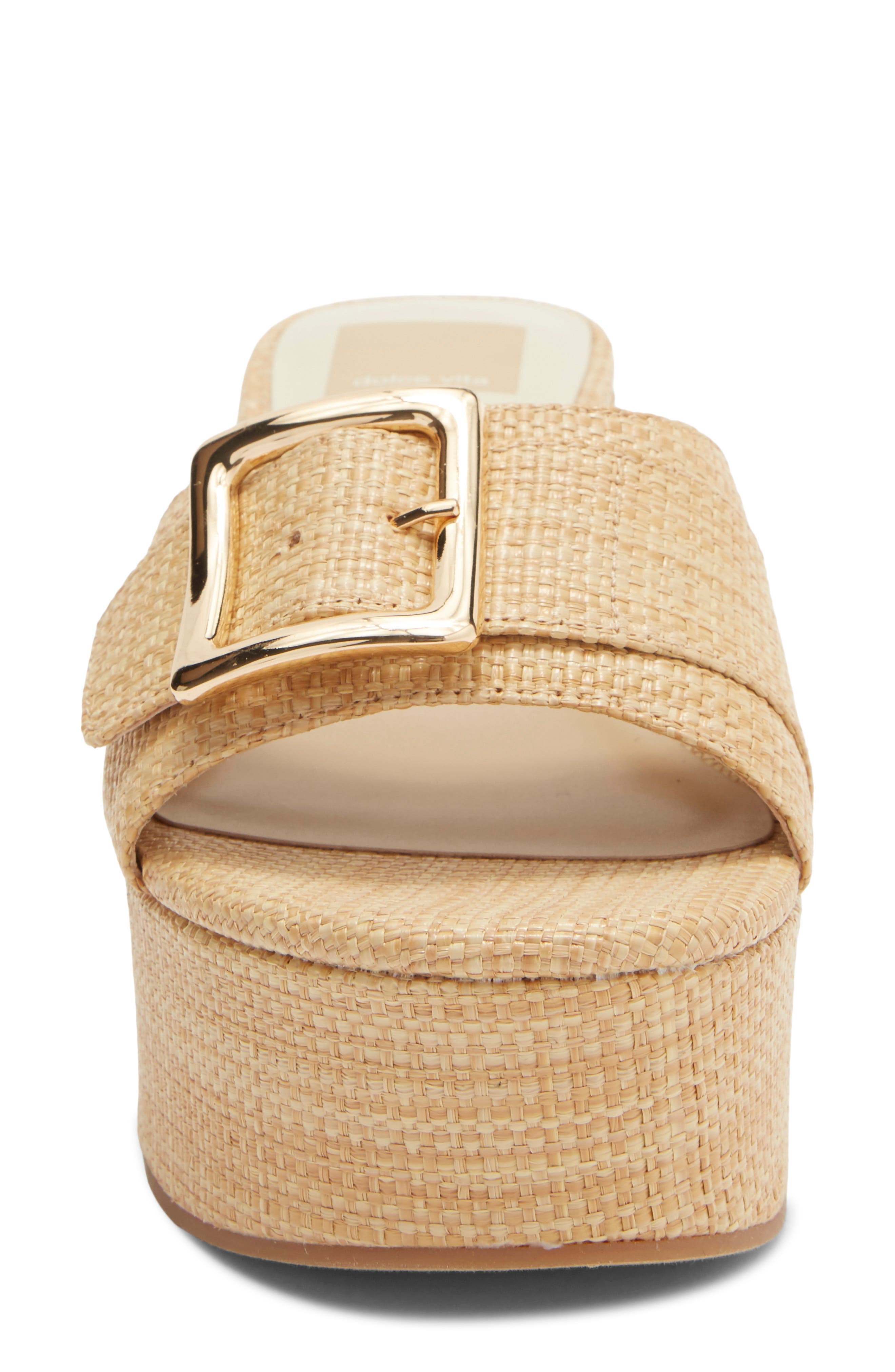 Talbot Wedge Slide Sandal, Alternate, color, NATURAL RAFFIA