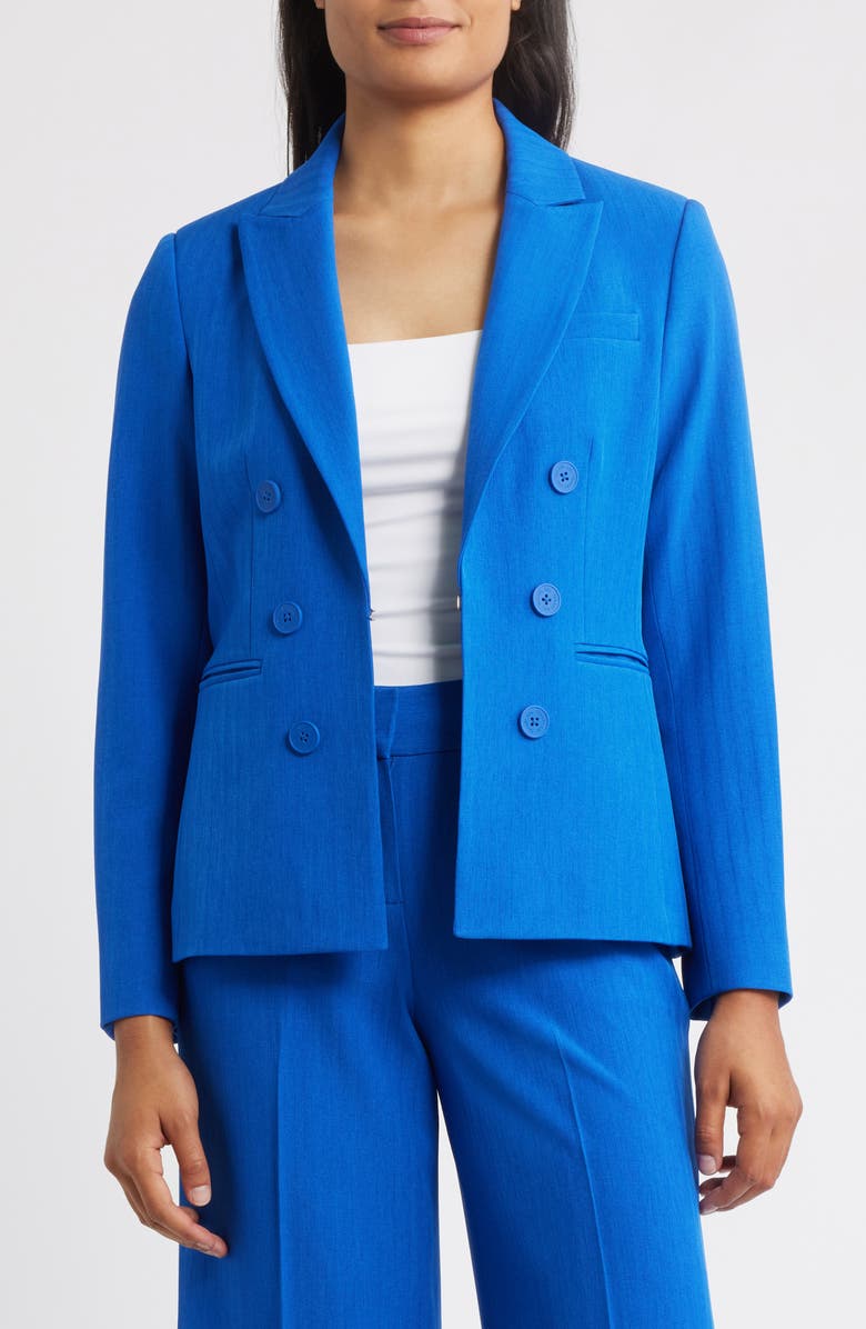 Tahari ASL Faux Double Breasted Jacket, Alternate, color, New Royal