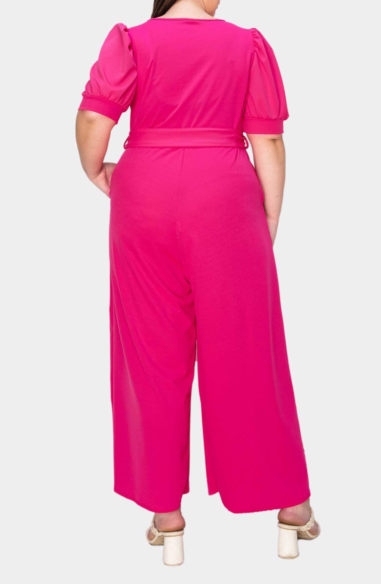 L I V D Iris Belted Wide Leg Jumpsuit, Alternate, color, Neon Pink