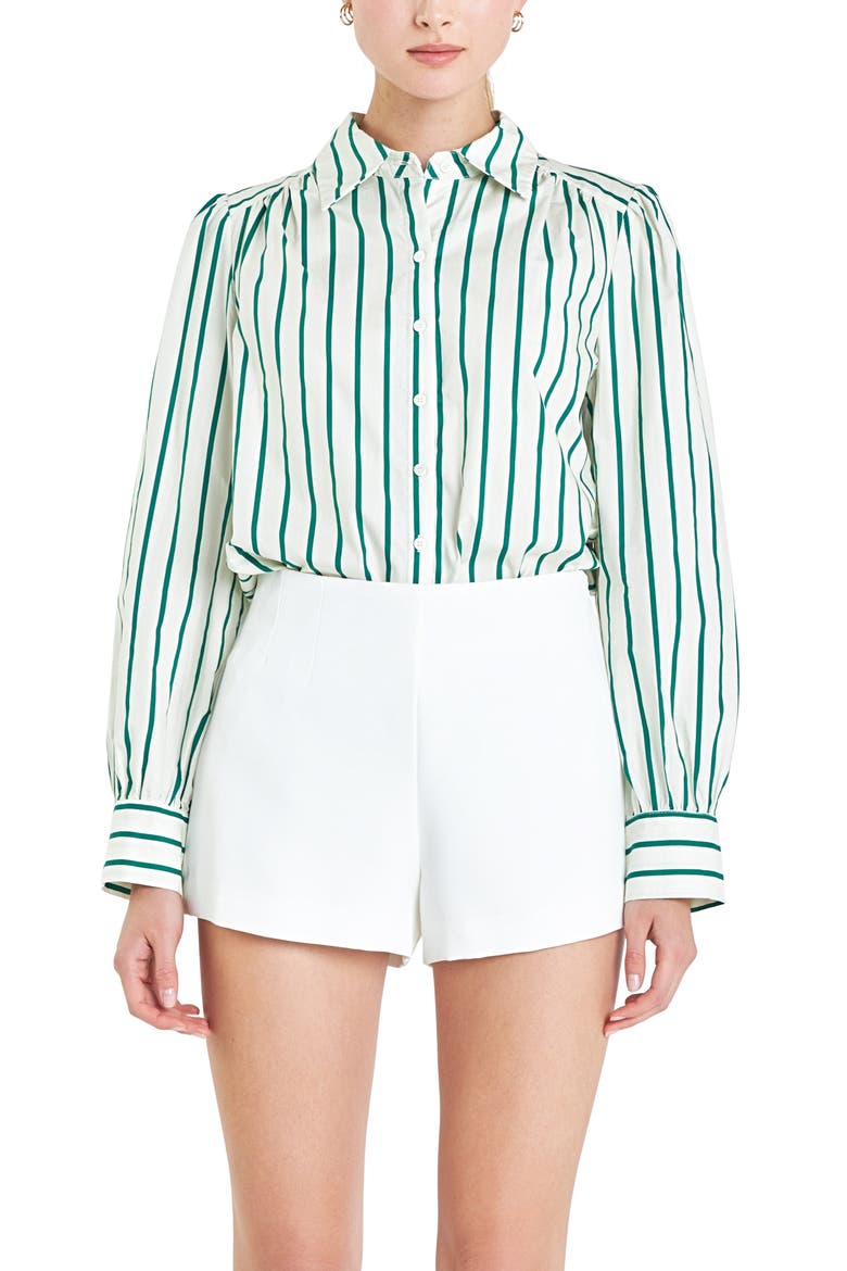 Stripe Cotton Shirt, Alternate, color, GREEN