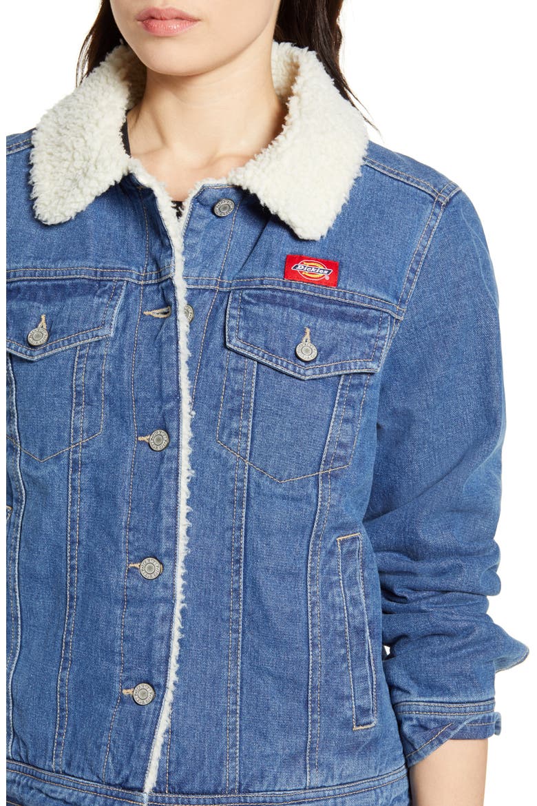 Faux Shearling Lined Denim Jacket, Alternate, color, MEDIUM ANTIQUE