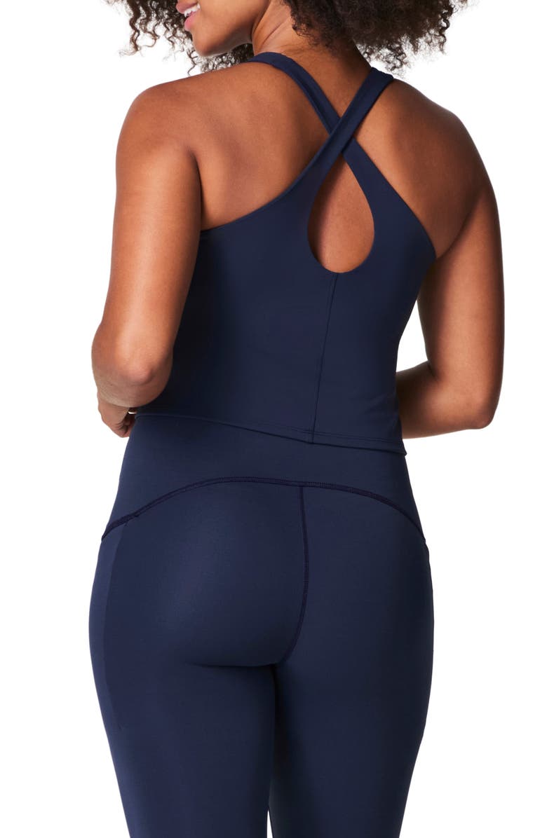 SPANX<sup>®</sup> Get Moving Contour Crossback Shelf Tank, Alternate, color, Timeless Navy