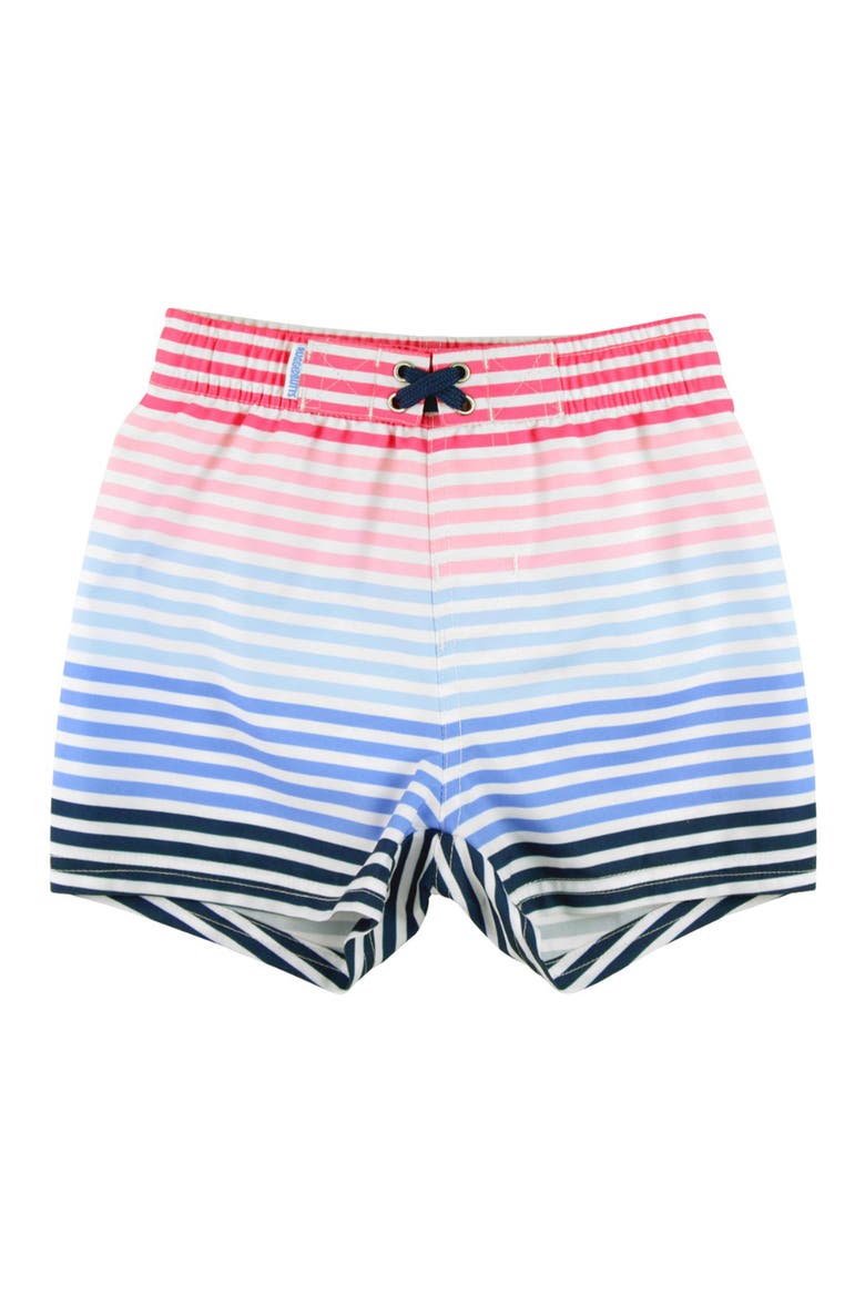Kids' Ocean Horizon Stripe Swim Trunks, Main, color, WHITE MULTI