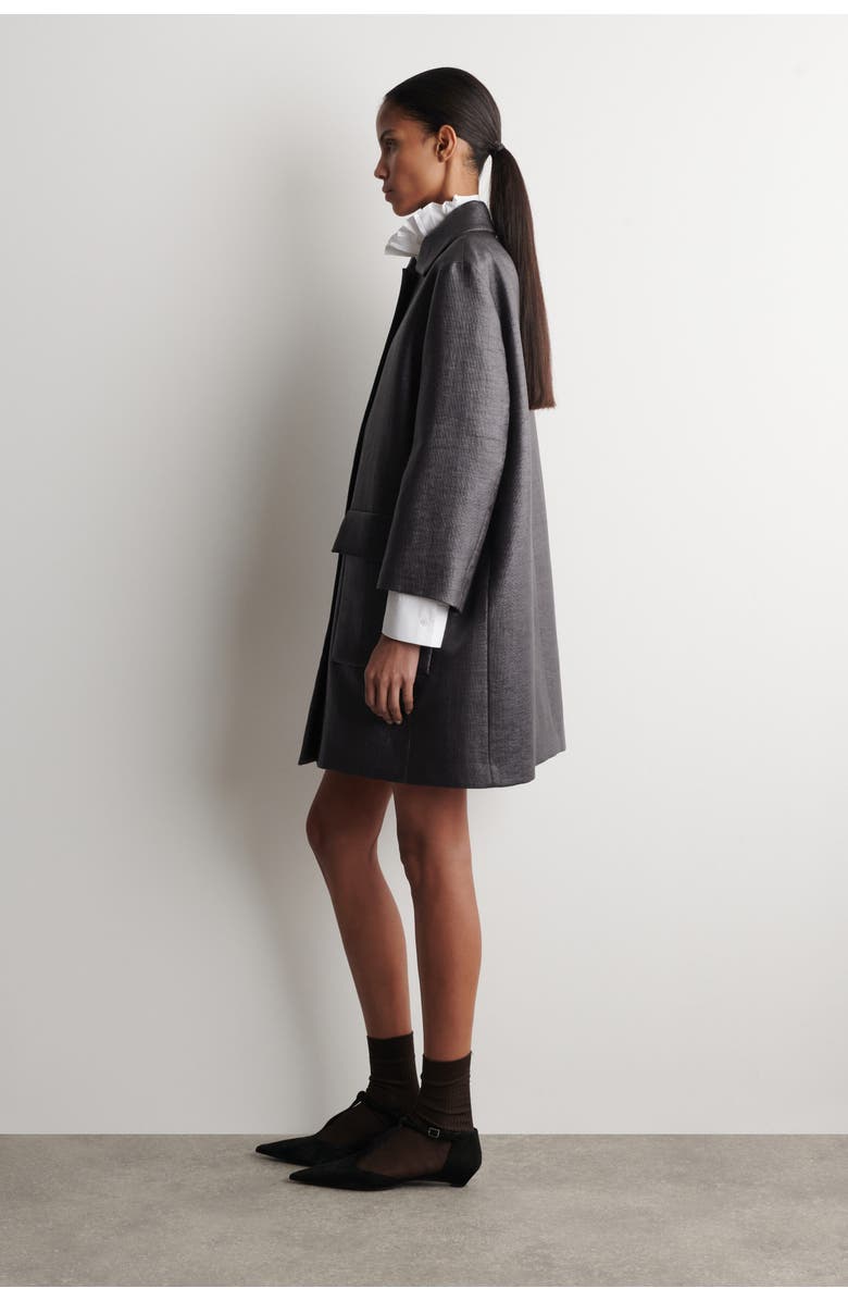 COS Textured Single-Breasted Coat, Alternate, color, Charcoal