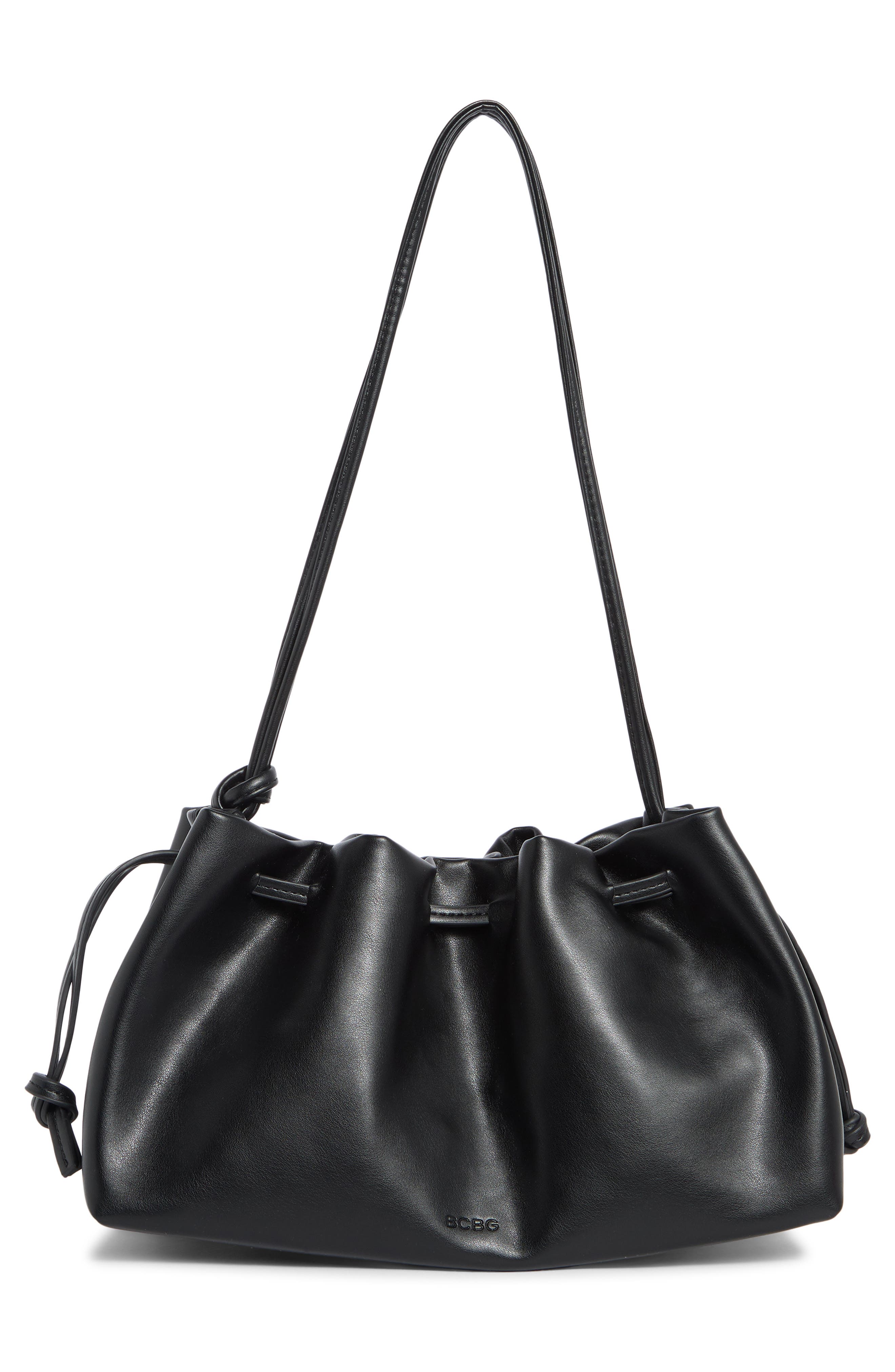 BCBG Faux Leather Shoulder Bag, Alternate, color, Black