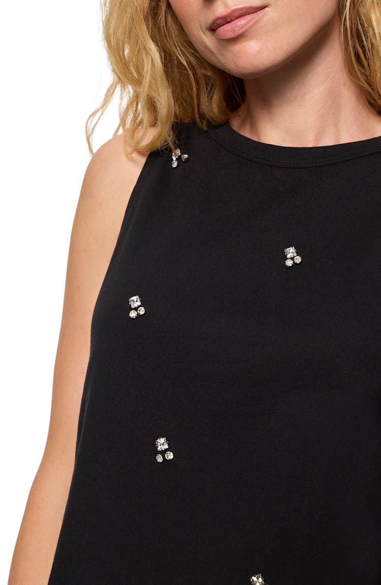 Sanctuary Campari Embellished Organic Cotton Tank, Alternate, color, Black