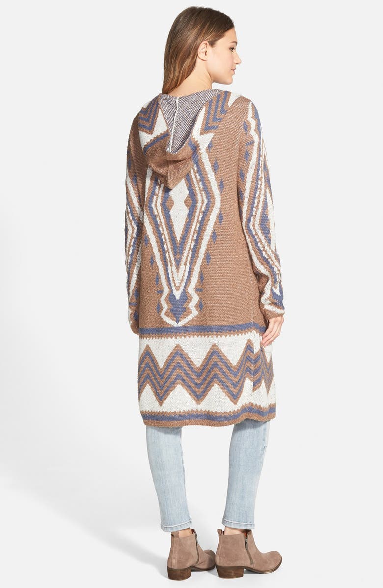 Sun & Shadow Hooded Jacquard Cardigan, Alternate, color,