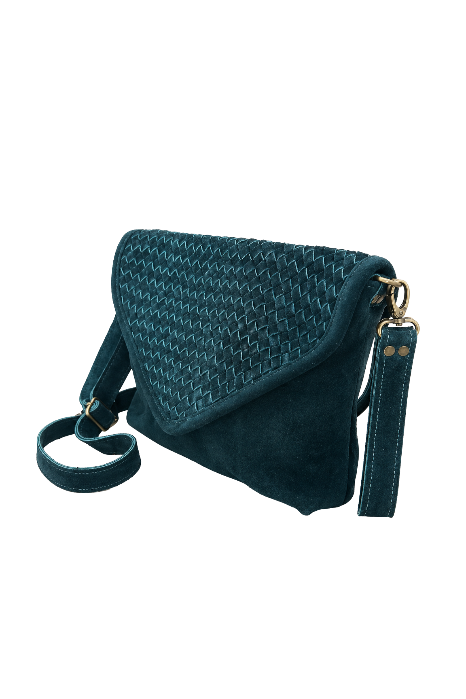 Teal Suede Woven Everyday Bag, Alternate, color, Teal
