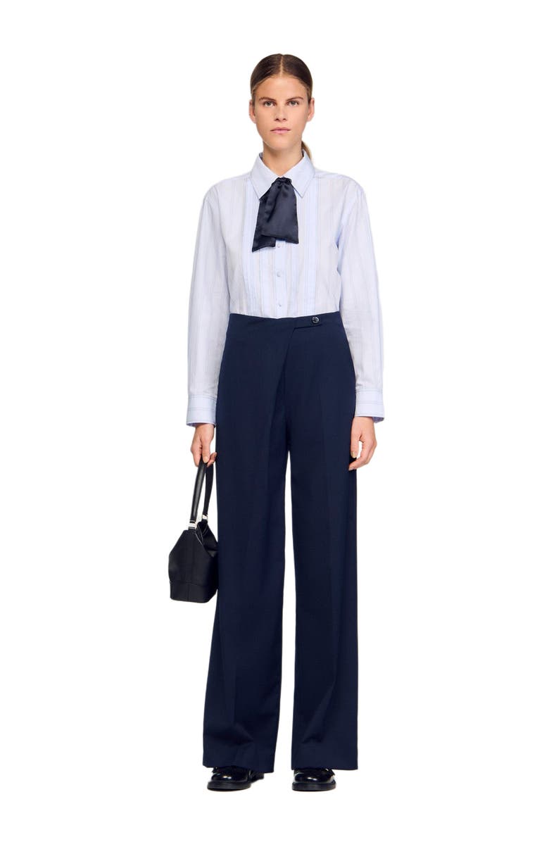 SANDRO Asymmetric straight-leg trousers, Main, color, Navy Blue