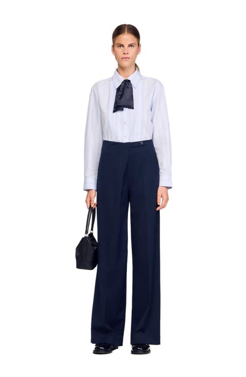 Asymmetric straight-leg trousers