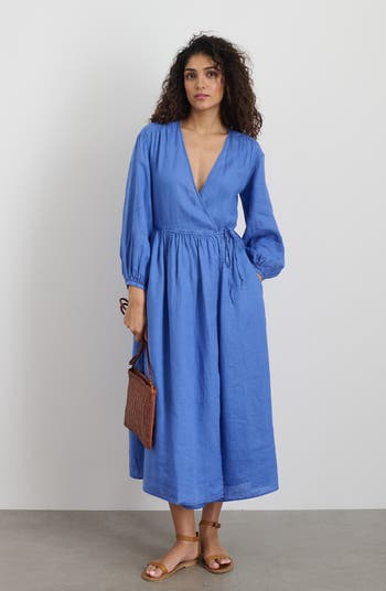 Lauren Long Sleeve Linen Wrap Dress