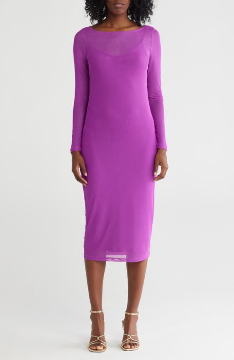 Long Sleeve Mesh Dress