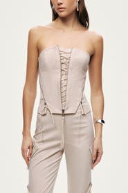 Nocturne Strapless Lace-Up Bustier