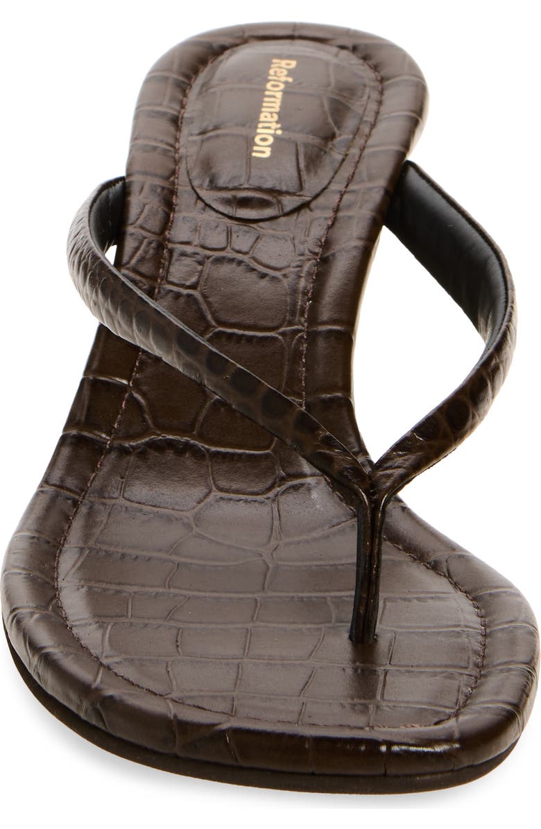 Reformation Amelia Wedge Sandal, Alternate, color, Brown Croc Effect
