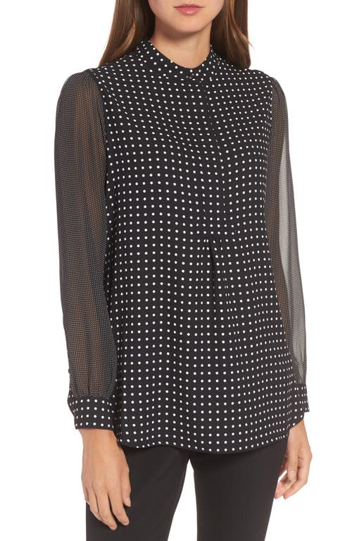 Anne Klein Mixed Dot Print Blouse in Black/White 