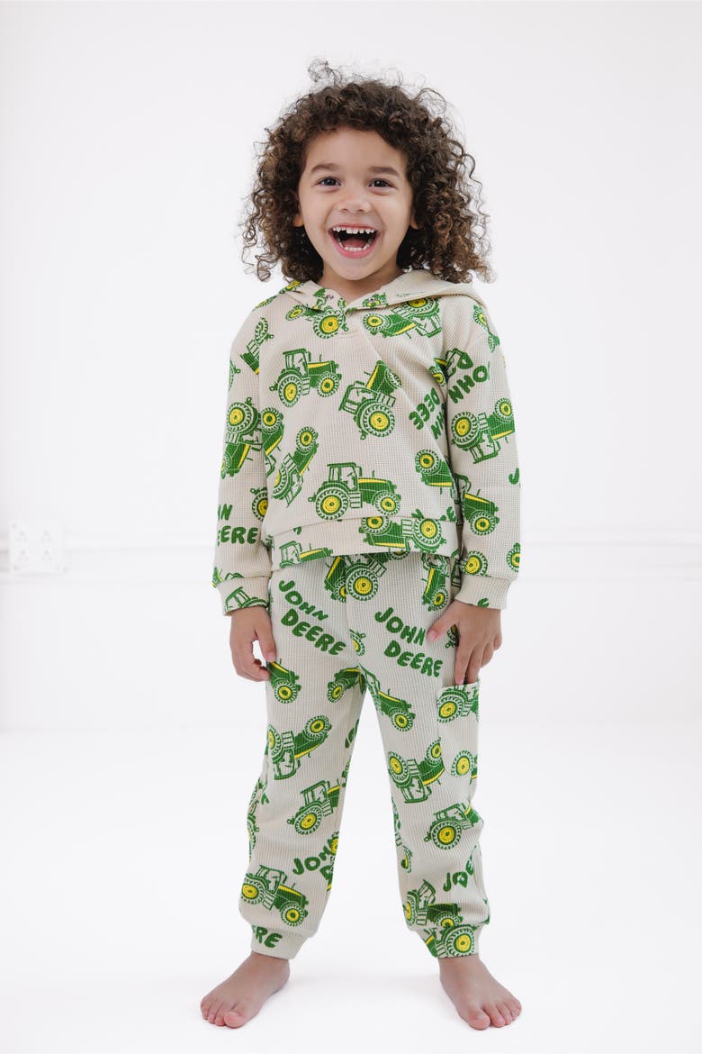 Hoodie and Thermal Pants Set, Alternate, color, Wood Ash Green