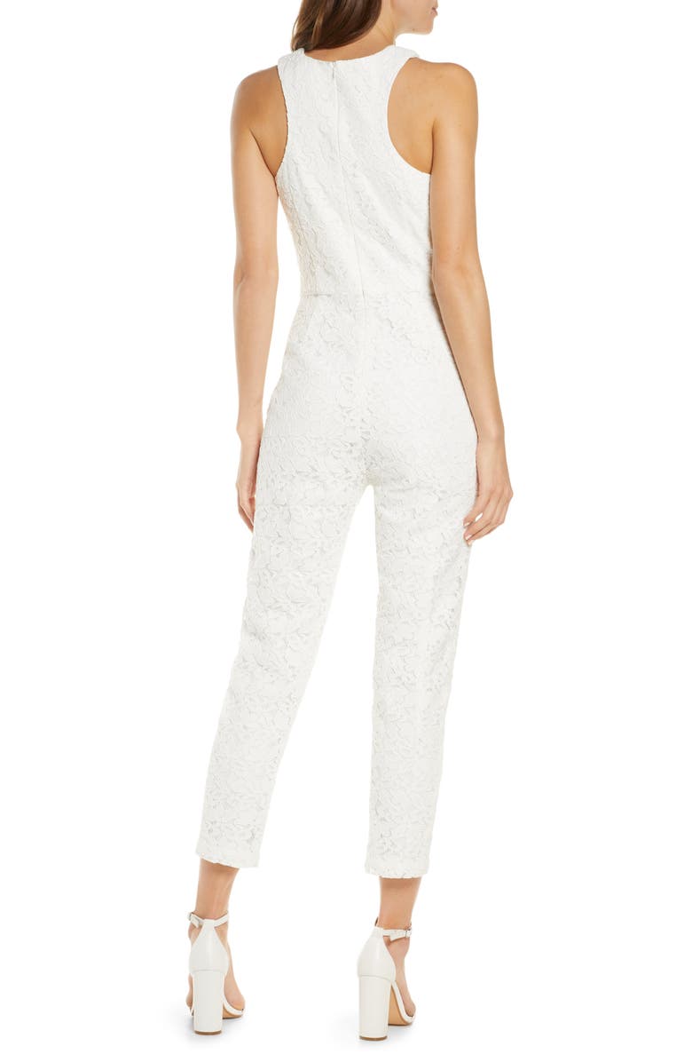 Adelyn Rae Cayden Cross Neck Lace Jumpsuit, Alternate, color,