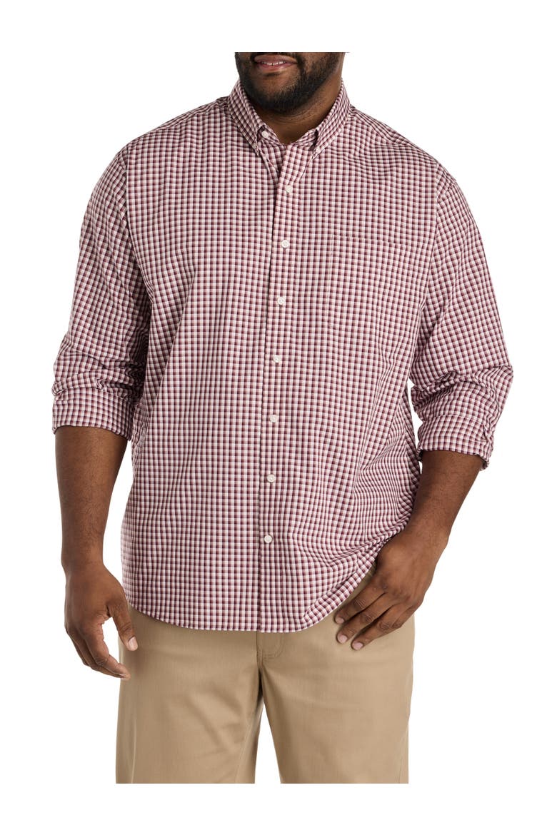 Big & Tall  Small Plaid Sport Shirt, Main, color, PINK
