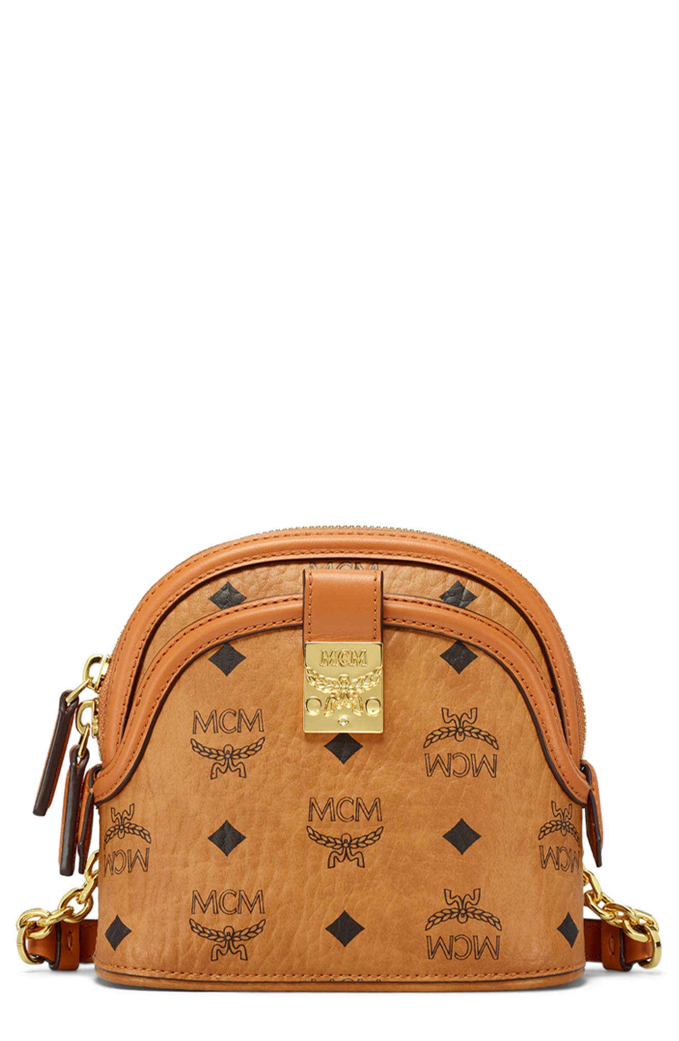 MCM Mini Anna Visetos Canvas Crossbody Bag, Main, color, 