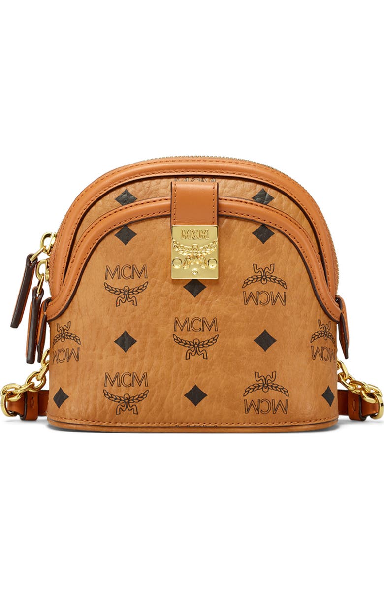 MCM Mini Anna Visetos Canvas Crossbody Bag, Main, color,