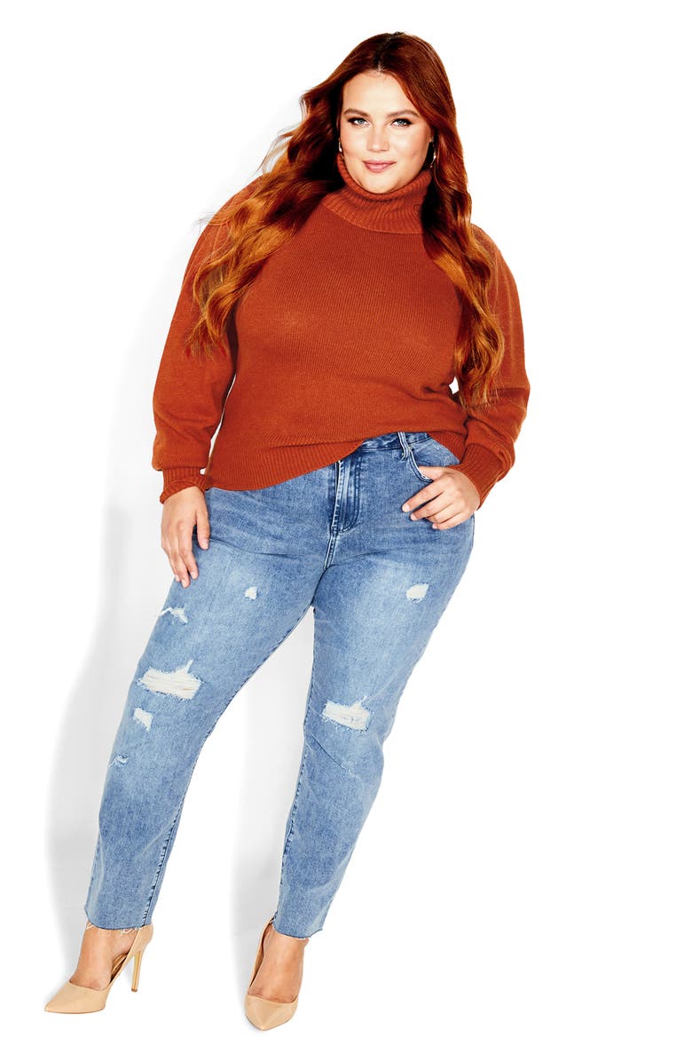 City Chic Softly Sweet Turtleneck Sweater, Alternate, color, Toffee