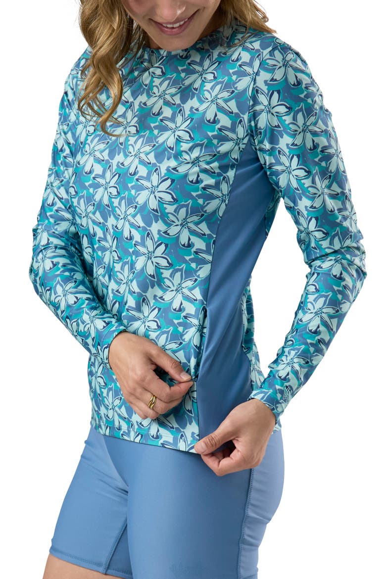 LS Crew Sun & Swim Shirt, Alternate, color, Baltic Ocean Lily