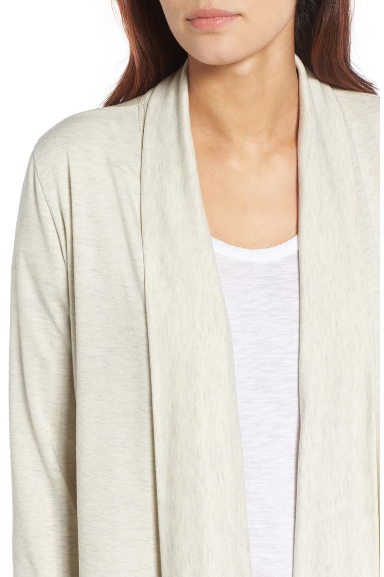 Jersey Thumbhole Cardigan, Alternate, color, HEATHER LIGHT GREY