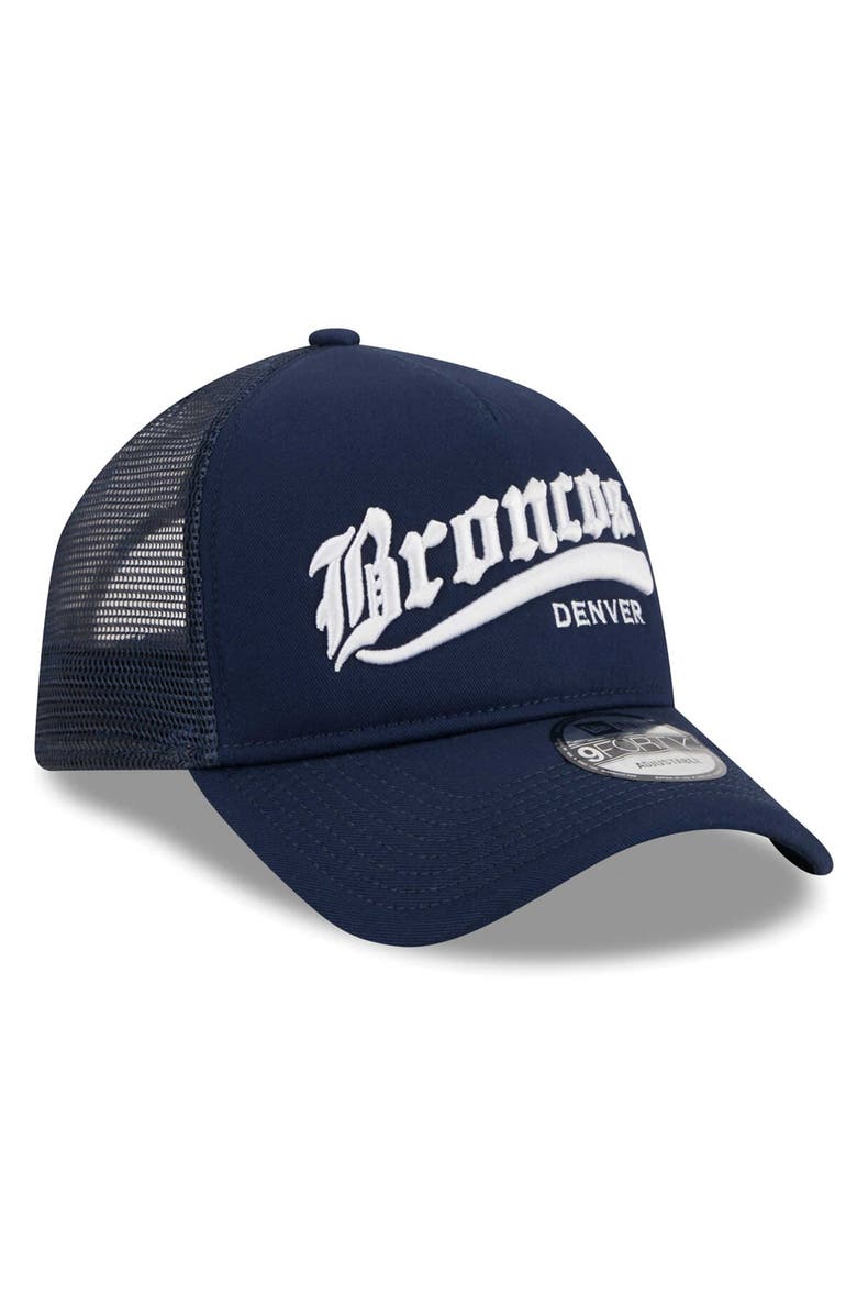 New Era Men's New Era Navy Denver Broncos Caliber Trucker 9FORTY Adjustable Hat, Alternate, color, 