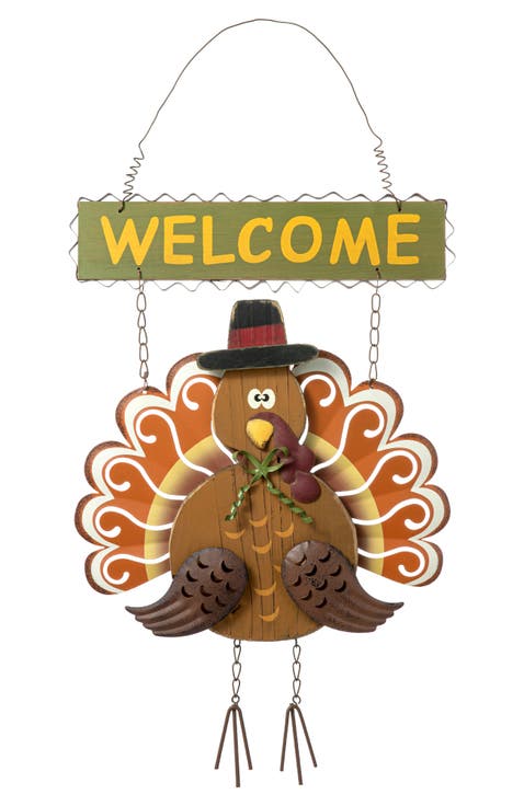 Iron Wooden Turkey Welcome Wall Decor