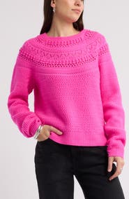 Caslon® Mixed Stitch Wool & Cashmere Sweater
