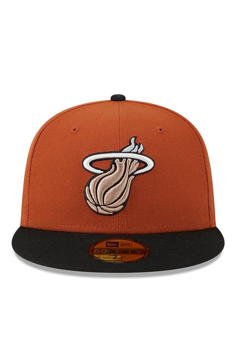 New Era Men's New Era Rust/Black Miami Heat Two-Tone 59FIFTY Fitted Hat, Alternate, color,