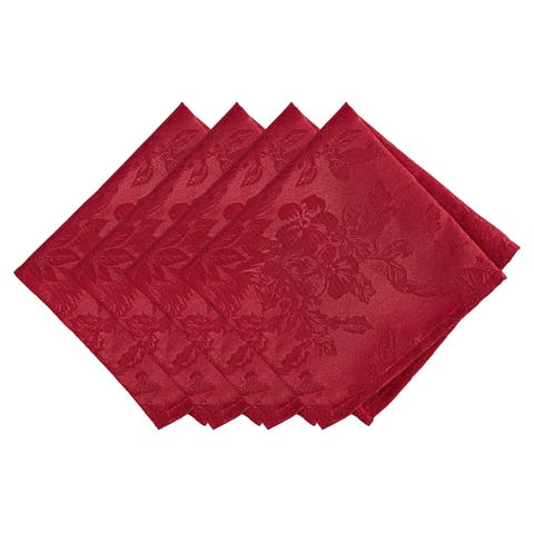 Poinsettia Elegance Jacquard Holiday Napkins Set Of 4