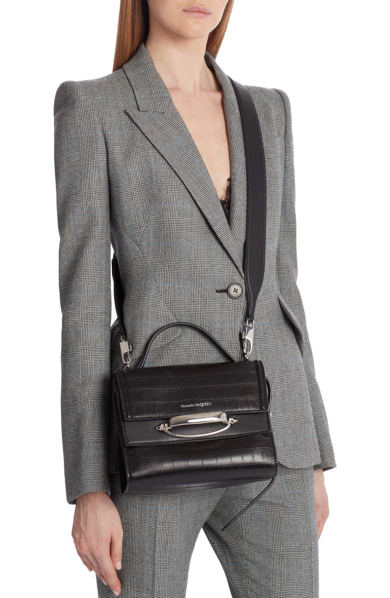 McQueen Alexander McQueen The Story Croc Embossed Calfskin Leather Bag, Alternate, color,