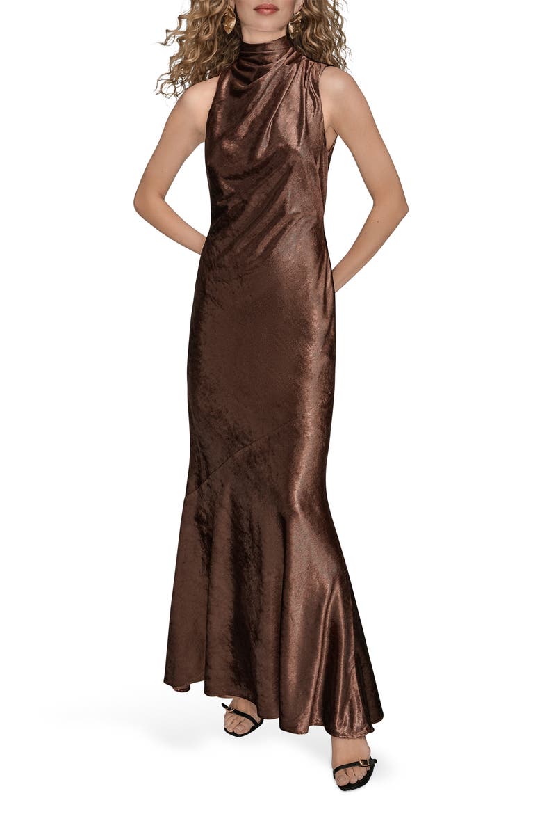 Sleeveless Satin Gown, Main, color, OXBLOOD