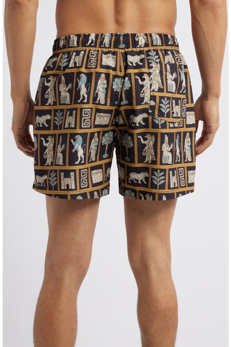 Mesopotamia Premium Mid Length Swim Trunks, Alternate, color, BLACK