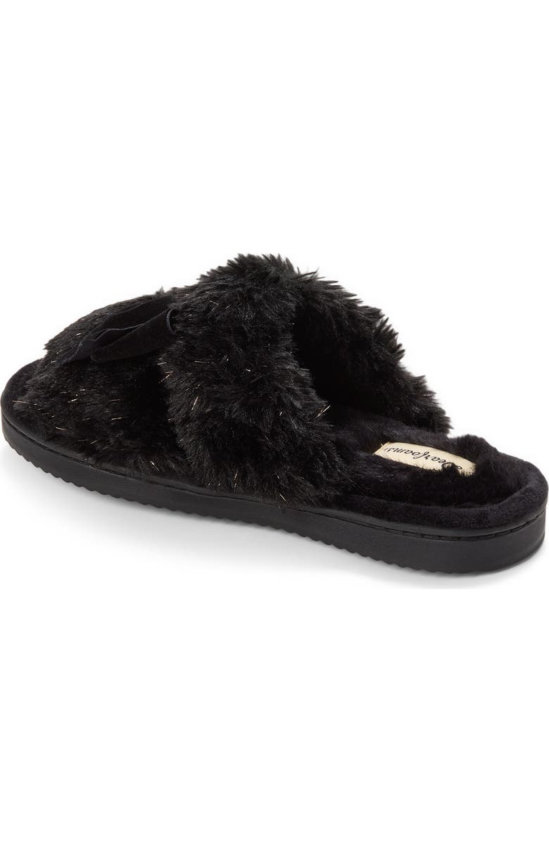 DEARFOAMS Bianca Pile Slide Slipper with Bow, Alternate, color, Black