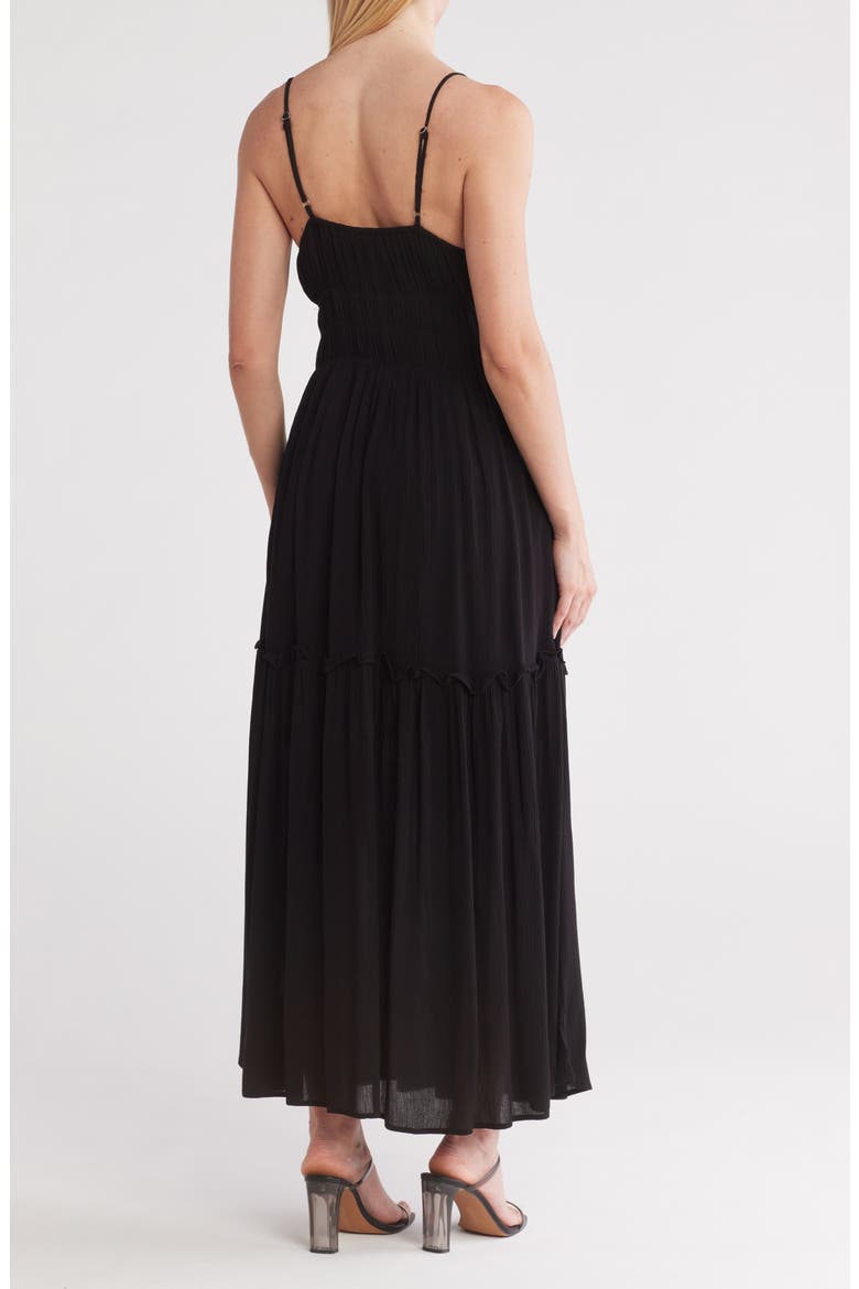 Alita Crinkled Gauze Maxi Dress, Alternate, color, BLACK