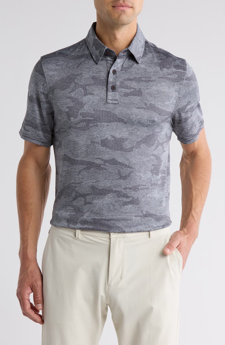 FLAG AND ANTHEM Destin Camo Dot Perforated Polo, Main, color,